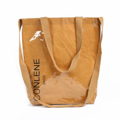 China Wholesale Recyclable Washable Logo Handle Bag For Shopping Custom Kraft Paper Bag for sale