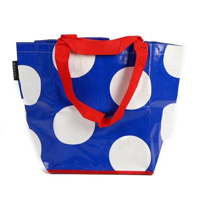 China Recyclable/Durable/Large Capacity/Popular Foldable Reusable Wholesale PE Customized Strong Bearing Double Handle PP Woven Tote Bag for sale