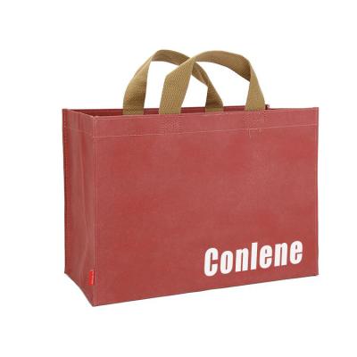 China New Recyclable Red Brown Paper Bag Flat Handle Kraft Paper Bottom Kraft Bag for sale