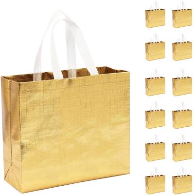 China High Quality Handled Lamination Gold PP Non Woven Fabric Tote Carrier Shopping Bag For Christmas for sale