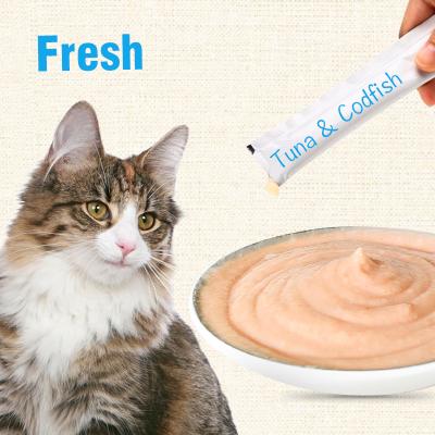 China Sustainable Lickable Cat Treats Creamy Cods Cat Treats 25*14g OEM Cat Food Factory Direct Sales 70g for sale