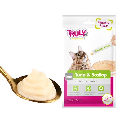 China Truly Creamy Lickable Treats Viable - Tuna & Scallop Cat Treats OEM Cat Food Manufacturer Organic 70g for sale