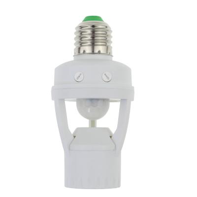 China Hot Selling E27 Infrared Sensor Lamp Holder Lamp Base Adapter E27 With PIR Motion Sensor for sale