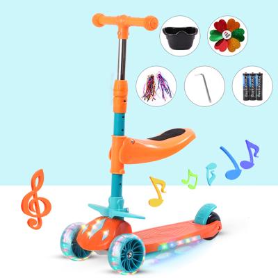 China Plastic 3 In 1 Kids Scooter Three Wheel Scooter With Seat Kids Scooter With Music for sale