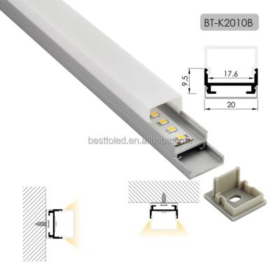 China Radiator Square Diffuser Cover 20x20mm 6063 Led Strip Aluminum Profile With Mounting Profile On Bottom for sale