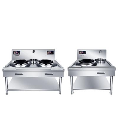 China High Power 15KW Double Burner Commercial Three Phase Electric Concave Outdoor Pot Canteen Big Sing Fierce Hotel Induction Stove for sale