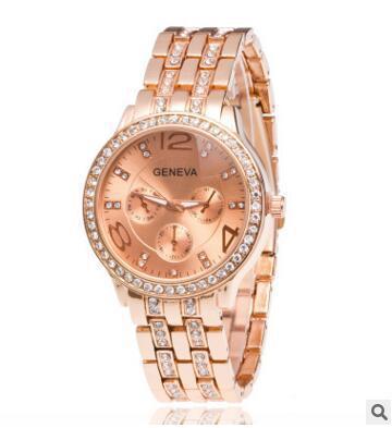 China Hot Selling Steel Band Stopwatch With Diamond Silver Rose Gold Watch For Men for sale