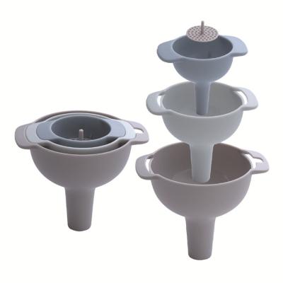 China 4-In-1 Sustainable Convenient Food Grad Plastic Folding Slotted Kitchen Filter Oil Funnel for sale