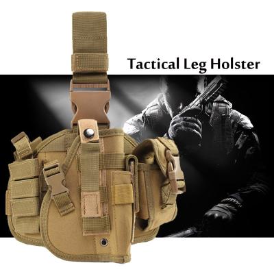 China Wear-resisting Tactical Gun Drop Thigh Holster Pistol Gun Holster Leg Camouflage Magazine Pouch Gun Case Outdoor Nylon Army for sale