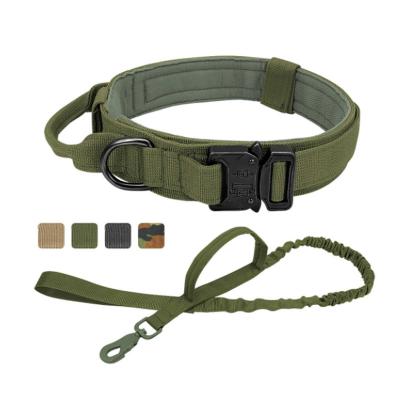 China Custom Durable Adjustable Tactical Nylon Military Dog Collar Dog Collar Leash For Medium Large Dogs Training Hunting for sale