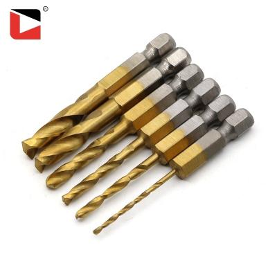 China Stainless Steel HSS-G Hex Shank Titanium Coated Twist Drill Bits For Metal for sale