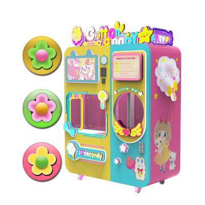 China Hotel Subway Station Shopping Mall Exclusive Robotic Arm Sensing Chip Full Automatic Cotton Candy Machine Vending for sale