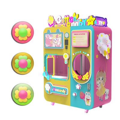 China Hotel Subway Station Shopping Mall Exclusive DIY Function Coin Operated Come Prize Automatic Sweet Candy Cotton Machine for sale