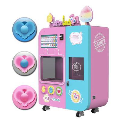 China Hotel Subway Station Shopping Mall Attractive Appearance Design Robot Gorgeous Flower Make Cotton Vending Machine Silk Candy Machine for sale