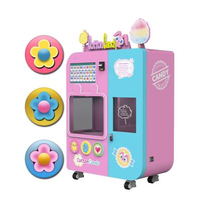 China Exclusive Hotel Subway Station Shopping Mall Robotic Arm Smelling Chip Automatic Coin Operated Cotton Candy Silk Machine Commercial for sale