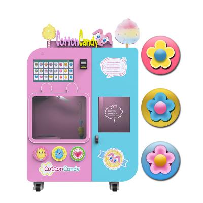 China Hotel Metro Station Shopping Mall Motorized Exclusive Brushless Burner Fluffy Cotton Candy Automatic Vending Machine Full for sale