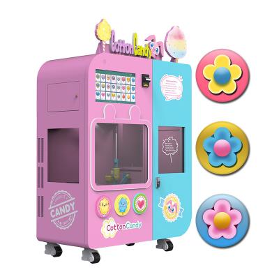 China Hotel Subway Station Shopping Mall Exclusive DIY Operate Glitter Automatic Selling Cotton Candy Making Machine for sale