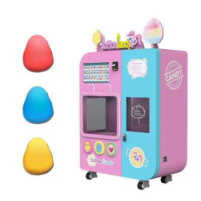 China Hotel Subway Station Shopping Mall Exclusive DIY Operate Commercial Automatic Cotton Fluffy Candy Vending Machine On Sale for sale