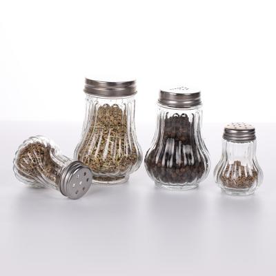 China Viable Wholesale Clear Condiment Bottles Glass Spice Seasoning Jar With Cap for sale