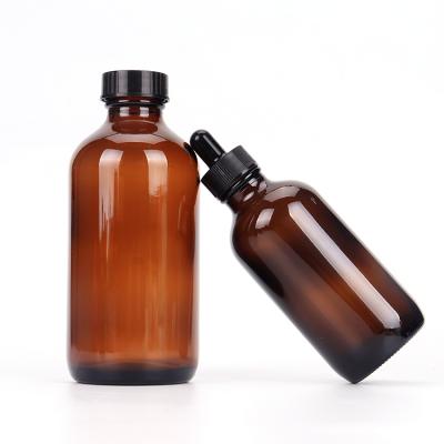 China Personal Care 0.5oz 1oz 2oz 4oz 8oz Amber Airless Glass Boston Hand Soap Bottle With Screw Cap for sale