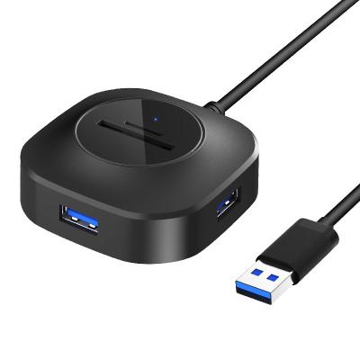 China Factory Widely Used USB 3.0 Support 4 Devices 300TB Circular Fast Data Transmission Speed ​​Multifunction Splitter To Read U Disk For USB3.0 Hub Memory Card Card Reader computer SD/TF for sale