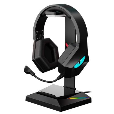 China RGB Backlight Gaming Earphone Stand LED RGB Headset Holder Hanger Stand with Type-C 2.0 USB Charging Port for sale