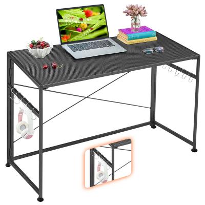 China Modern Simple Foldable Study Desk Industrial Style Folding Laptop Table For Home Office Notebook Office Black Computer Writing Desk for sale