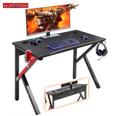 China K Shaped Mr. Iron Modern Gaming Computer Desk K Shaped PC Desk 45.3inch Metal And Wooden Game Table for sale