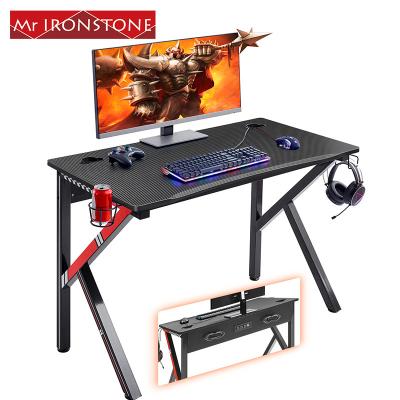 China K Shaped Mr Iron Gaming Desk Computer Desk Computer Desk For Home E-sports Metal And PC Gamer Wooden Desk 45.3in for sale