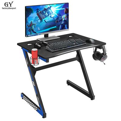 China Factory Wholesale Carbon Fiber Surface Z Shaped Modern Home Metal And Wood PC Game Desk Furniture Computer Desk Gaming Table Desk 31.5inch for sale