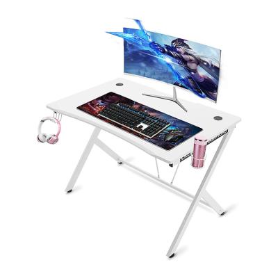 China 2021 Modern Quick Installation MDF PVC Office Gaming PC Desk Computer Table Home Office Table for sale