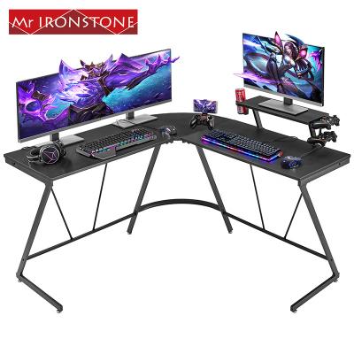 China Modern Desk Best Quick Setup Office Home Workstation L-Shape Computer Corner Glass Table Office Desk for sale