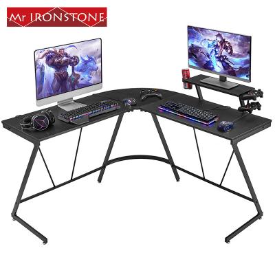 China Best Factory 50.8inch Modern L Shaped Computer Desks Gaming Table Metal and Wooden Gaming Wall Corner Desk for sale