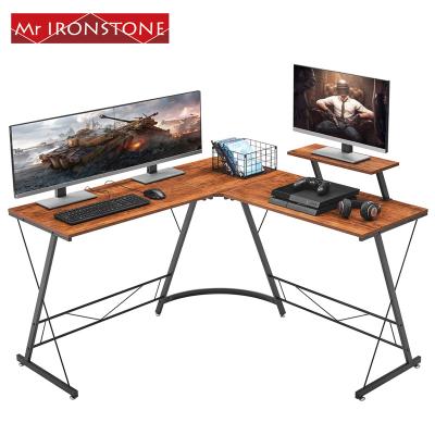 China MR Extendable Metal L-Shaped Industrial Frame Wooden Office Gaming Furniture Home Office Large Iron Physical Channels Table Corner Computer Desk for sale