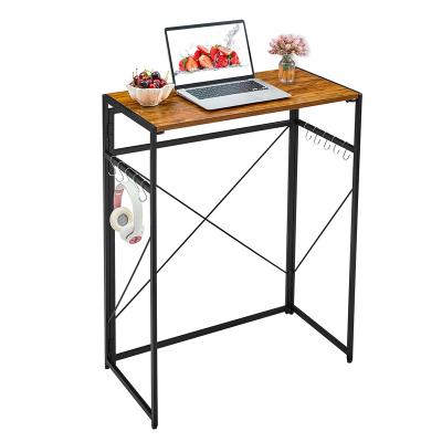 China Desk Folding Wall Mounted Fold Out Writing Computer Floating Desk with 10 Hooks, Metal Folding Frame and Writing Workstation Laptop Table for Home Office for sale