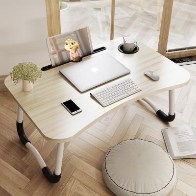 China Adjustable Height (Height) Bed Tray Notebook Table Laptop Stand Wooden Foldable Desk with Cup Slot Sofa Computer Desk for sale