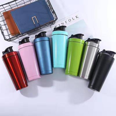 China 750ml Metal Fitness Sports Shaker Bottle Stainless Steel PORTABLE Actions Shaker Water Bottle Gym Vacuum Insulated for sale