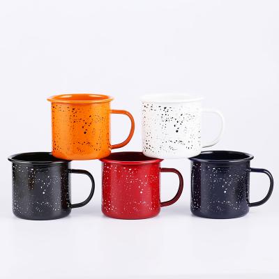 China Viable Mini Retro Logo Custom Spotted Camping Ceramic Steel Coffee Mugs Enamel Cup for sale