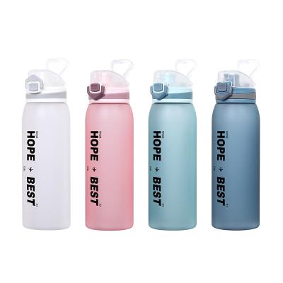 China Sustainable Fitness Frosted Tritan Water Cup Outdoor Sports Bottle Lock Cup Bouncing Plastic Water Bottle Space Cup for sale