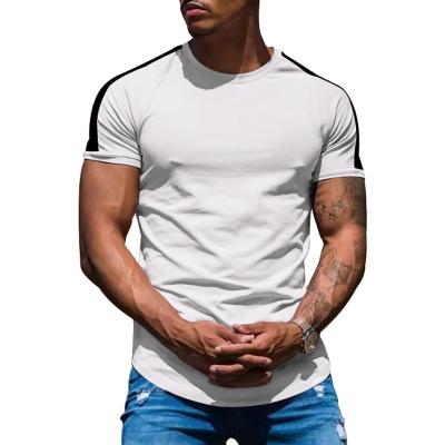 China Men's Sports Fitness T-shirt Summer Quick Dry Casual Round Neck Anti-Wrinkle Training Clothes Elastic Shorts Sleeved Tight T-shirt Men for sale