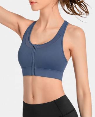 China Breathable Sports Bra Women's Front Zip Sports Bra Top High Impact Fitness for sale