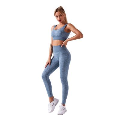 China New Arrival Anti-Static Leopard Print Sports Bra And Leggings High Waist Seamless Fitness Wear Women Active Yoga Set for sale