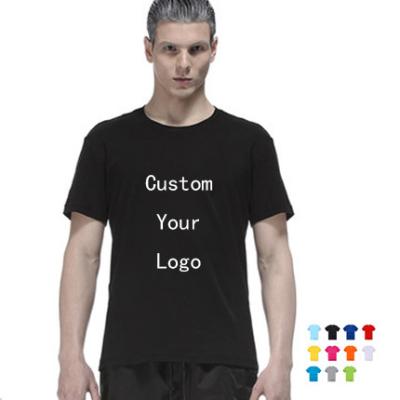 China OEM 180gsm Brand Logo Custom Printing T-shirt Anti-pilling 100% Cotton Men Unisex T-shirts Round Neck Tops Custom Image Printing Tees Summer for sale