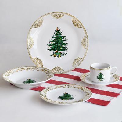 China Viable Christmas Dinner Set 16pcs Gold, Luxurious Fine Bone China Dinner Set, Luxury Bone China Dinner Set for sale