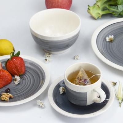 China 16pcs or 20pcs Disposable Ceramic Dinnerware Set, Stoneware with Hand Painting, Round Shape Dinner Set for sale