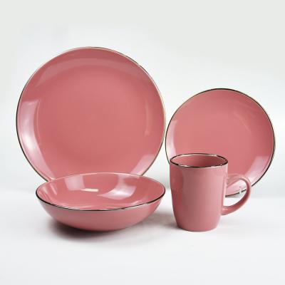 China Viable ceramic cookware 16pcs sets, 18pcs stoneware metal glaze dinnerware sets, metal glaze dinner sets for sale