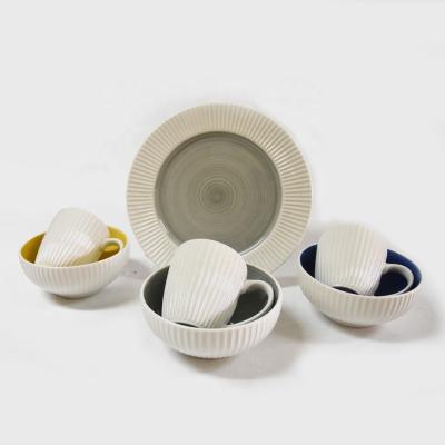 China dinnweware disposable ceramic embossed sets with gold line, top A grade for sale