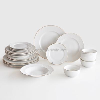 China dinnweware disposable ceramic relief sets with gold line, china products for sale