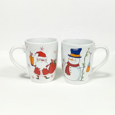 China Sustainable Christmas Style Sandstone Belly Shape Coffee Mug With Decal Printing for sale