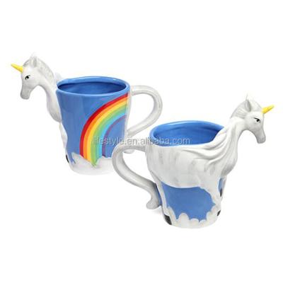 China Sustainable 16 oz Unicorn 3D Ceramic Mug Rainbow Coffee Mug, The Original Unicorn Mug. for sale